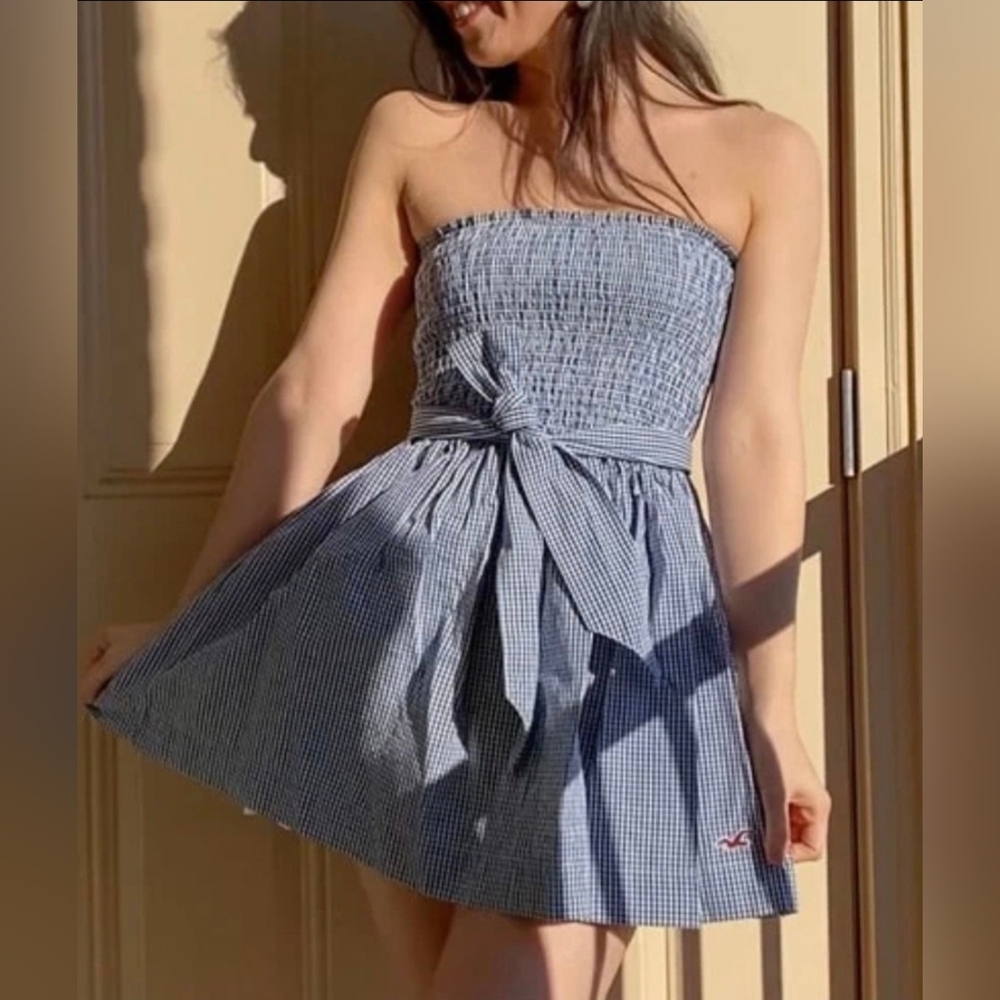 Hollister Gingham Tube Dress S - Picture 2 of 9